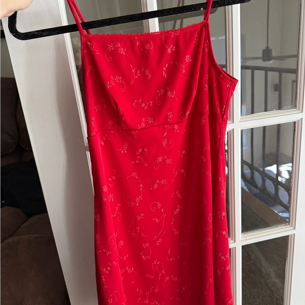 a.n.a Strapless Red Floral Dress